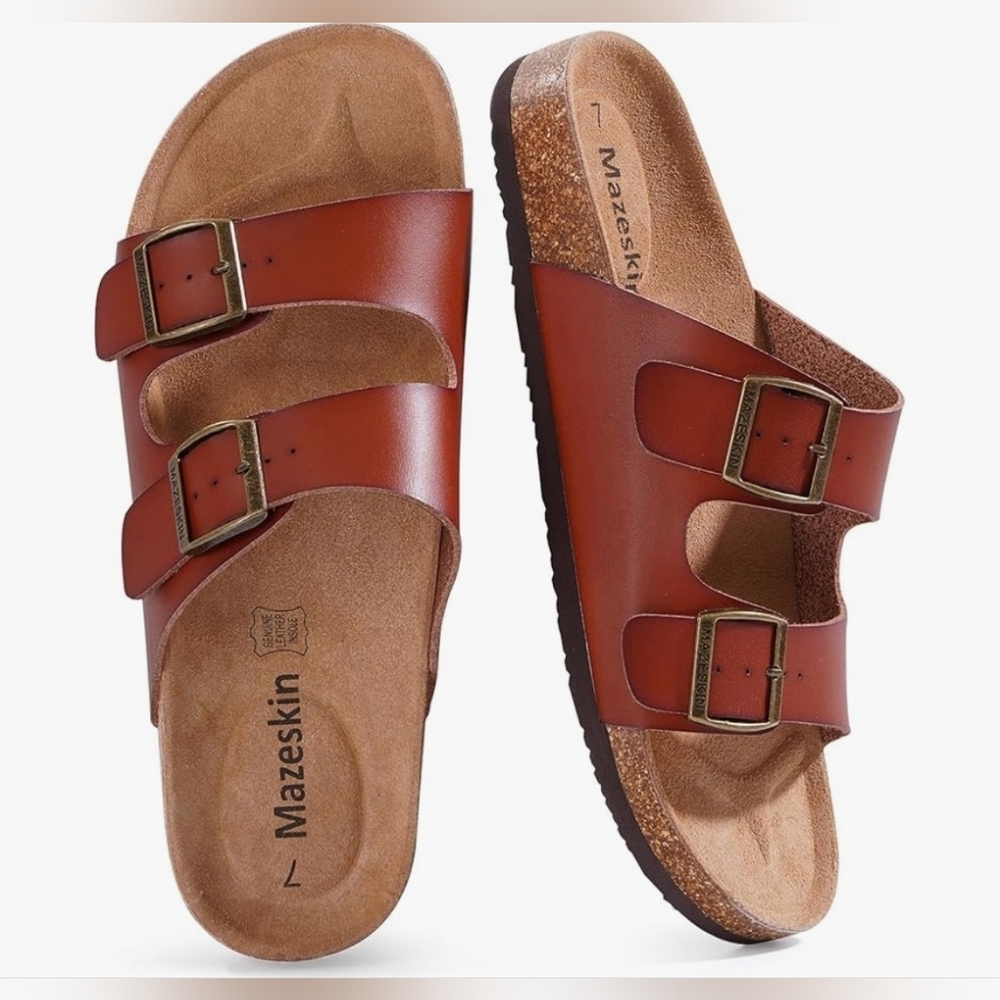 NIB Genuine Leather Sandals Corkbed W 9 Leather Insole 😀